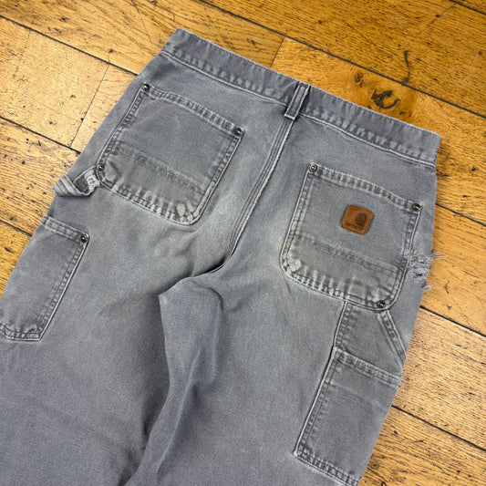 Vintage Carhartt Grey Double Knee Workwear Carpenter Baggy Trousers - 30