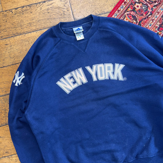 Vintage 90s Adidas New York Yankess Blue MLB NY Embroidered Sweatshirt - L
