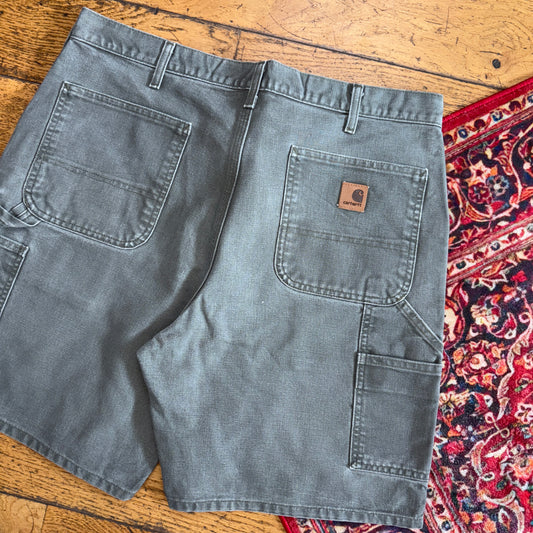 Vintage Carhartt Green Khaki Workwear Baggy Carpenter Shorts - 36