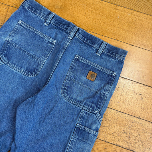 Vintage Carhartt Workwear Blue Baggy Carpenter Jorts Shorts - 34