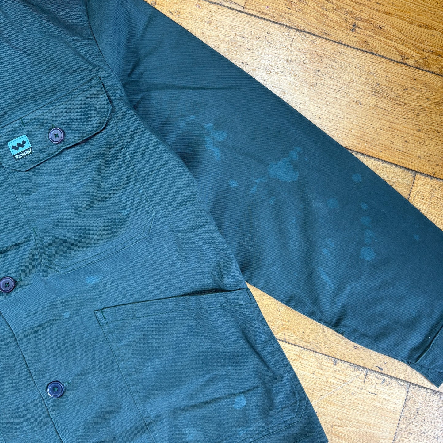Vintage French Chore Workwear Jacket Green Overcoat - S