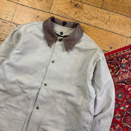 Vintage Woolrich Cream Workwear Heavyweight Trench Coat Jacket - L