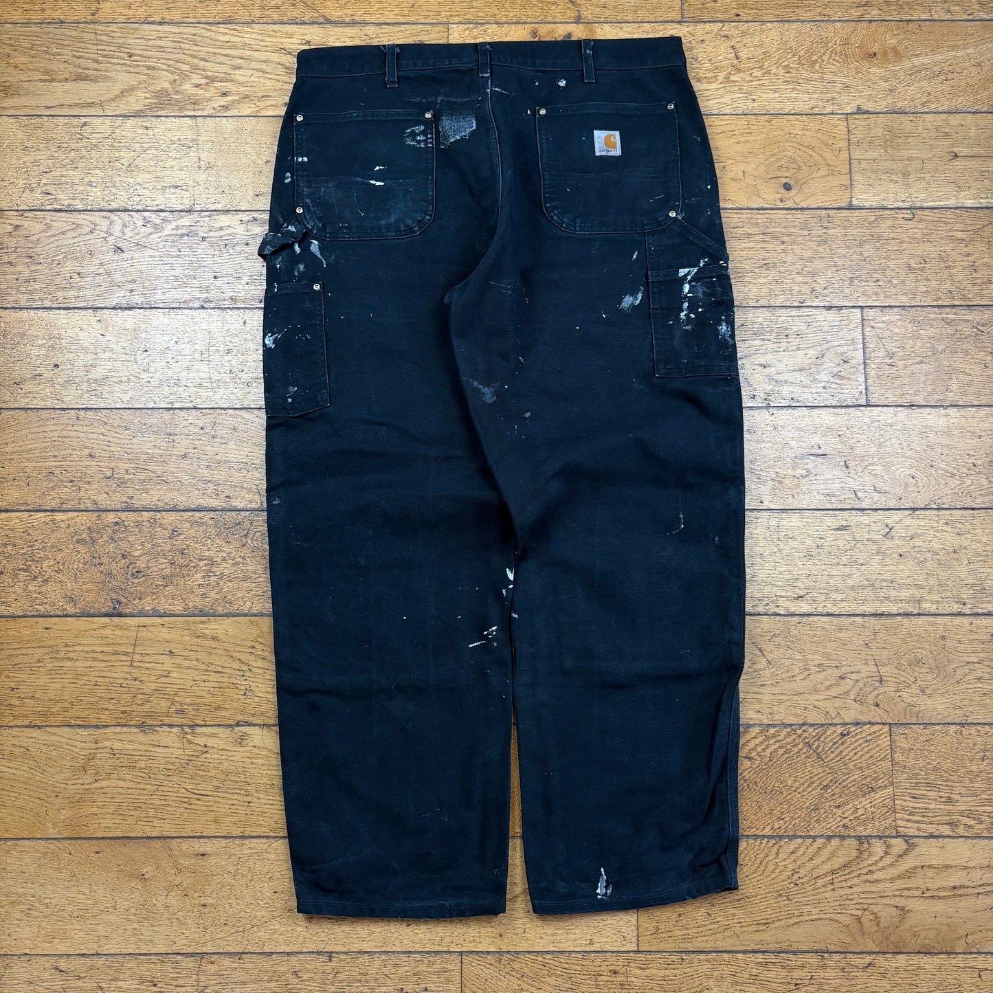 Vintage Carhartt Black Double Knee Workwear Carpenter Baggy Trousers - 38