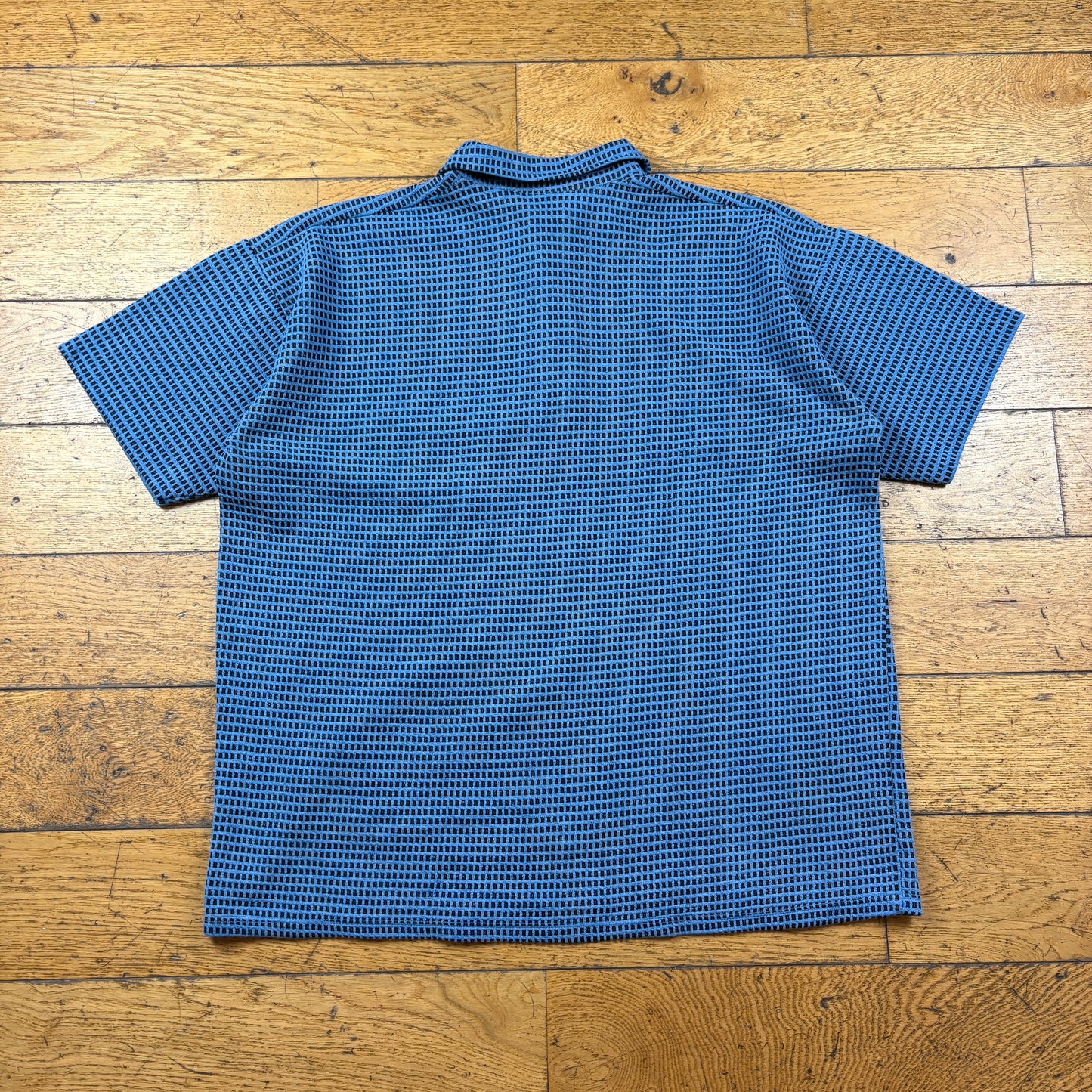 Vintage Adidas Embroidered Blue Pattern Polo T-Shirt - XXL