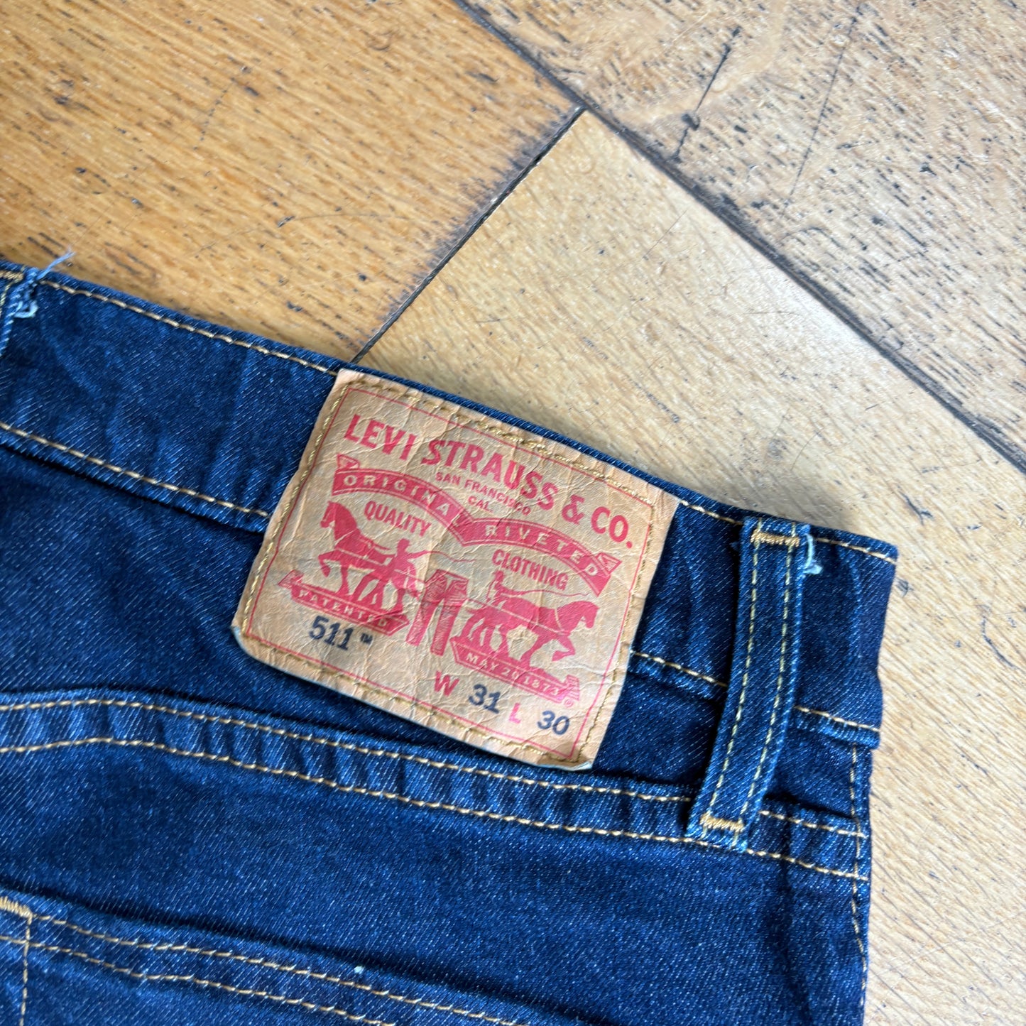 Vintage Levis 511 Slim Dark Blue Denim Shorts - 31