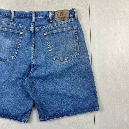 Vintage Wrangler Blue Denim Carpenter Baggy Shorts - 36