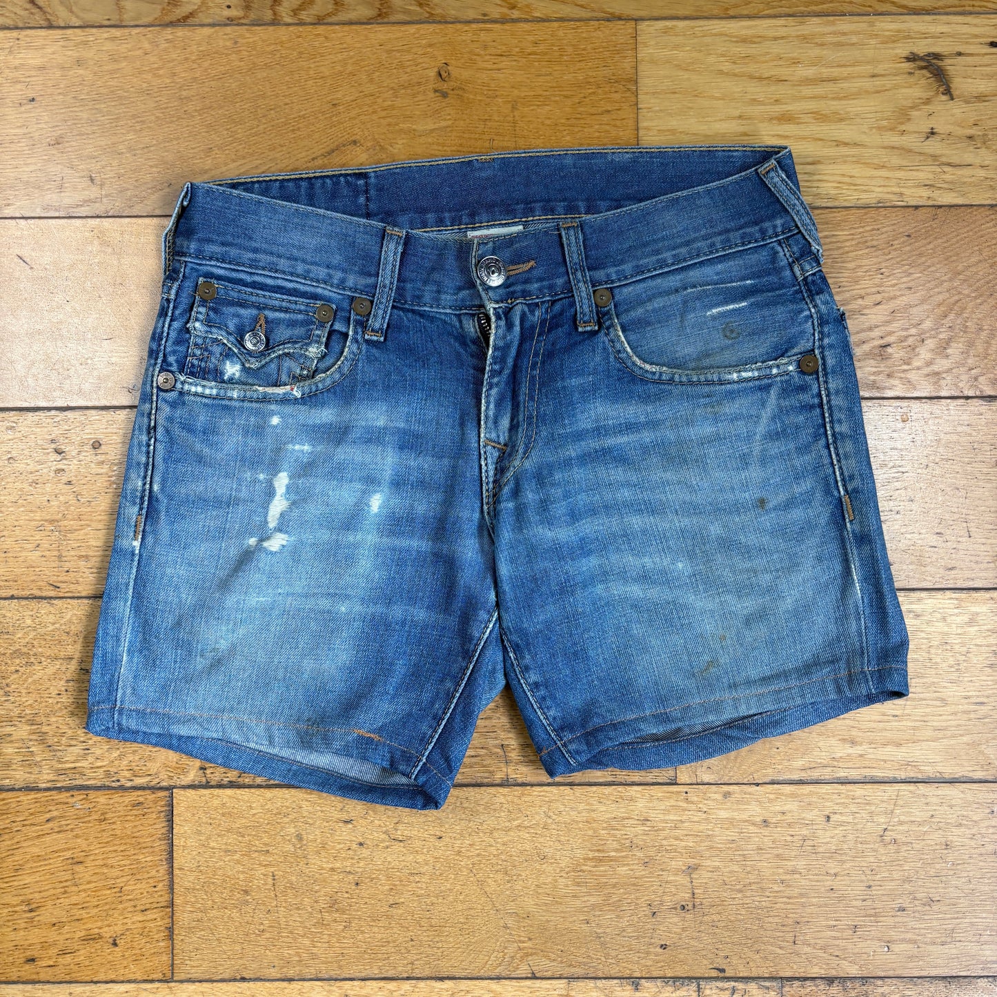 Vintage True Religion Blue Embroidered Y2K Shorts Jorts - 32