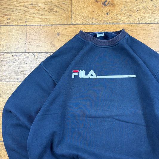 Vintage Fila Navy Embroidered Sweatshirt - XL