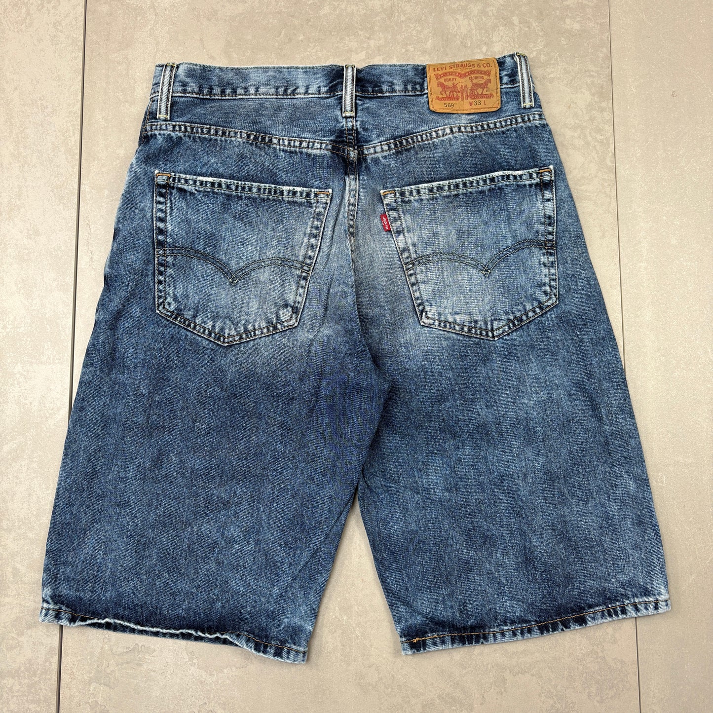 Vintage Levis 569 Blue Baggy Denim Shorts - 33