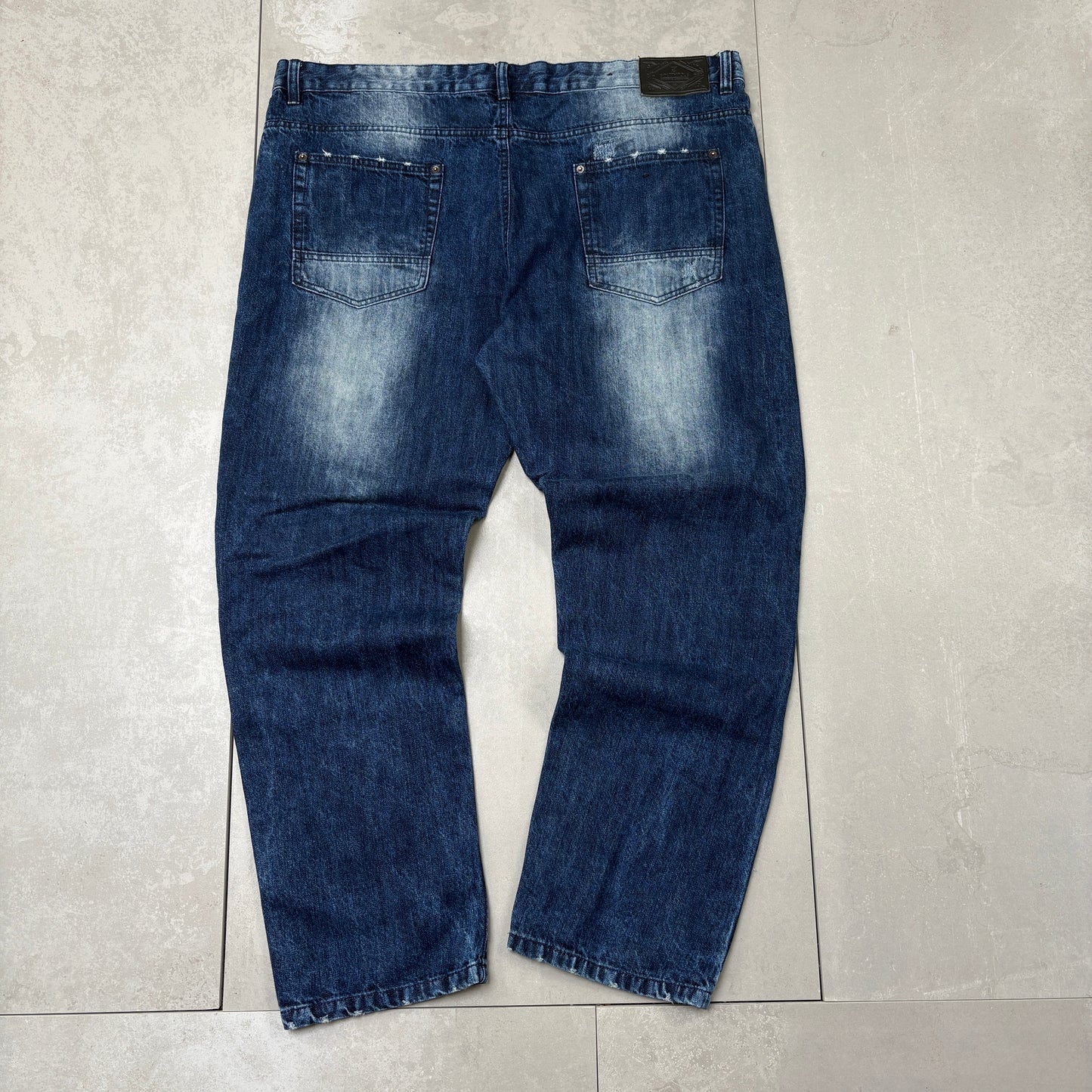Vintage Embroidered Hip Hop Baggy Blue Jeans - 42
