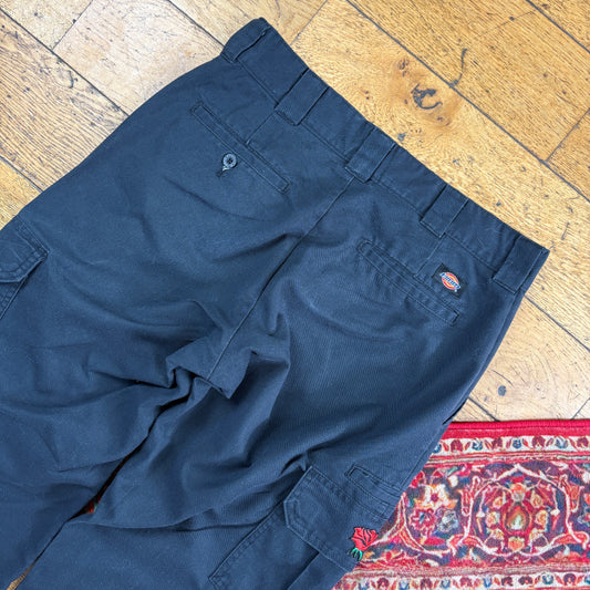 Vintage Dickies 874 Black Baggy Cargo Skate Trousers - 32