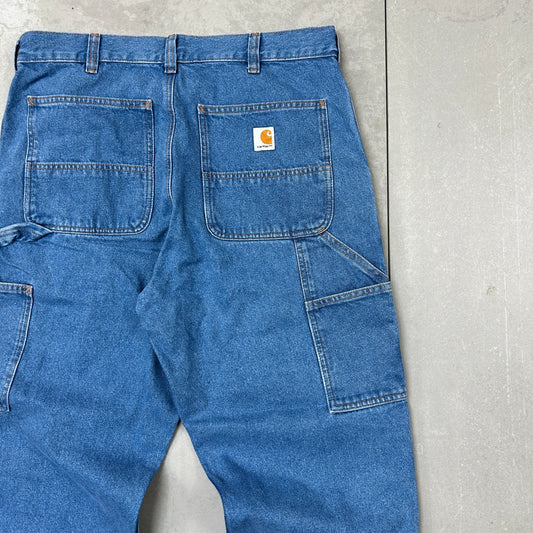 New Carhartt Double Knee Carpenter Baggy Blue Jeans - 32
