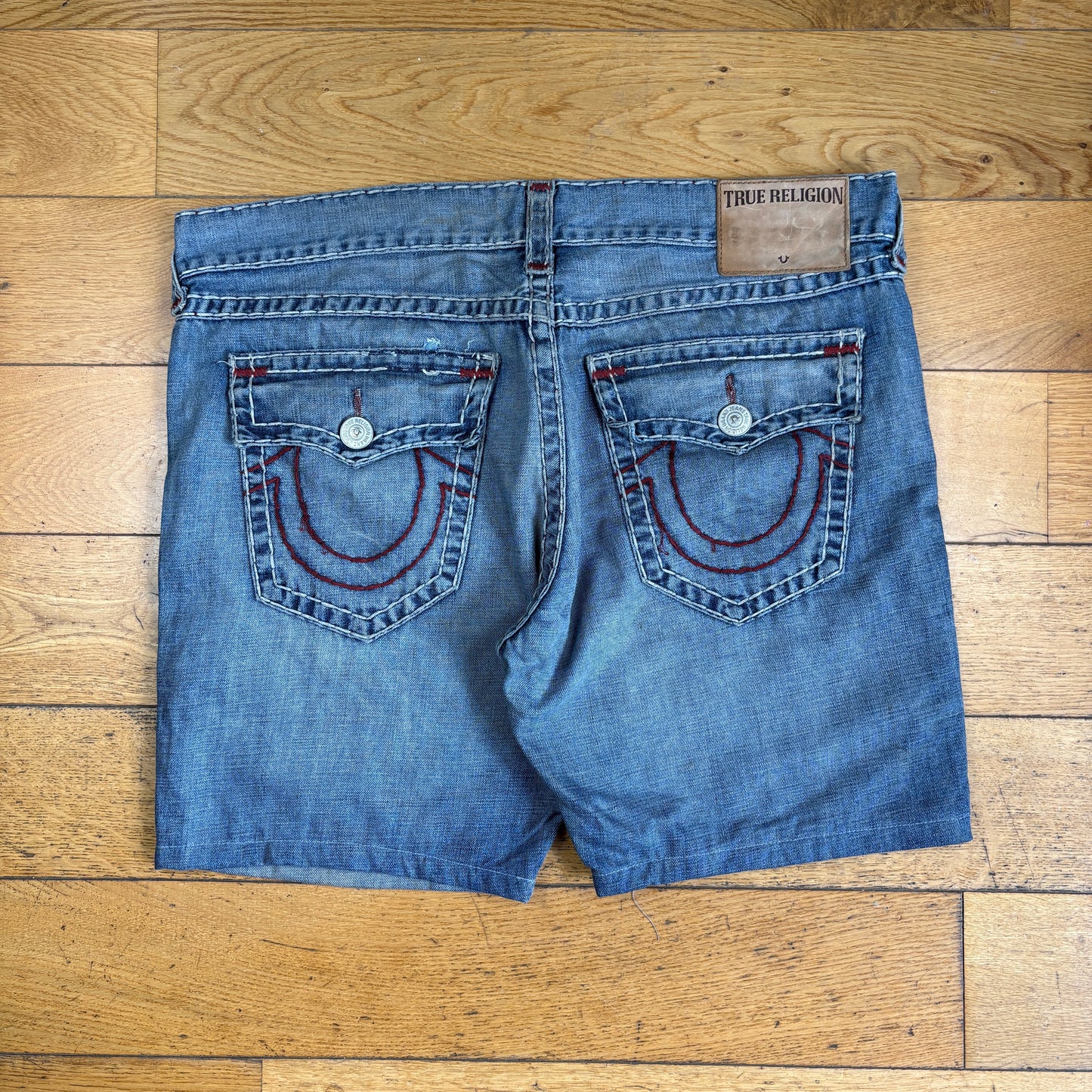 Vintage True Religion Blue Embroidered Y2K Shorts Jorts - 42