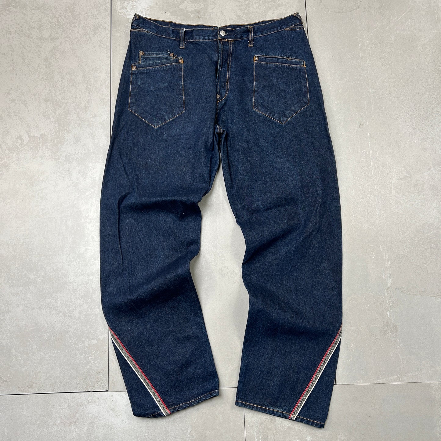 Vintage Evisu Embroidered Hip Hop Blue Baggy Jeans - 40