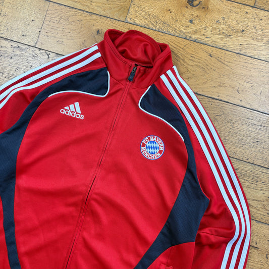 Vintage Adidas Bayern Munich Embroidered Football Red Tracksuit Jacket - M