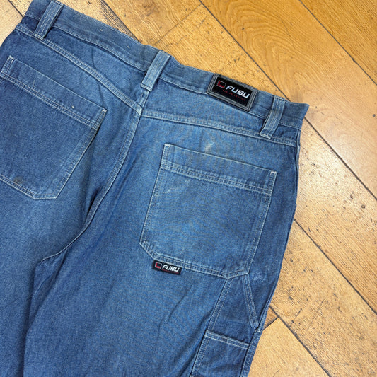 Vintage FUBU Embroidered Hip Hop Blue Baggy Shorts Jorts - 42