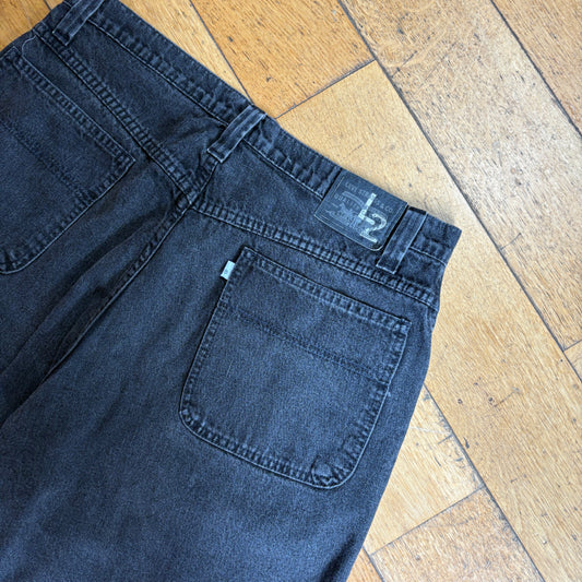 Vintage Levis L2 Rare Baggy Black Denim Shorts - 36