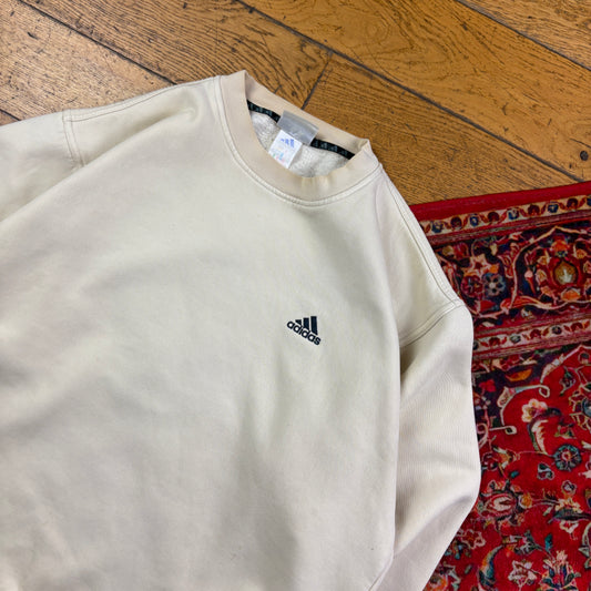 Vintage 90s Adidas Cream Embroidered Sweatshirt - XL