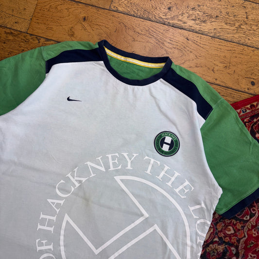 Hackney Nike White Green Graphic Football T-Shirt - XL