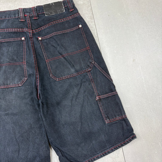 Vintage D Tek Embroidered Black Hip Hop Baggy Shorts Jorts - 34