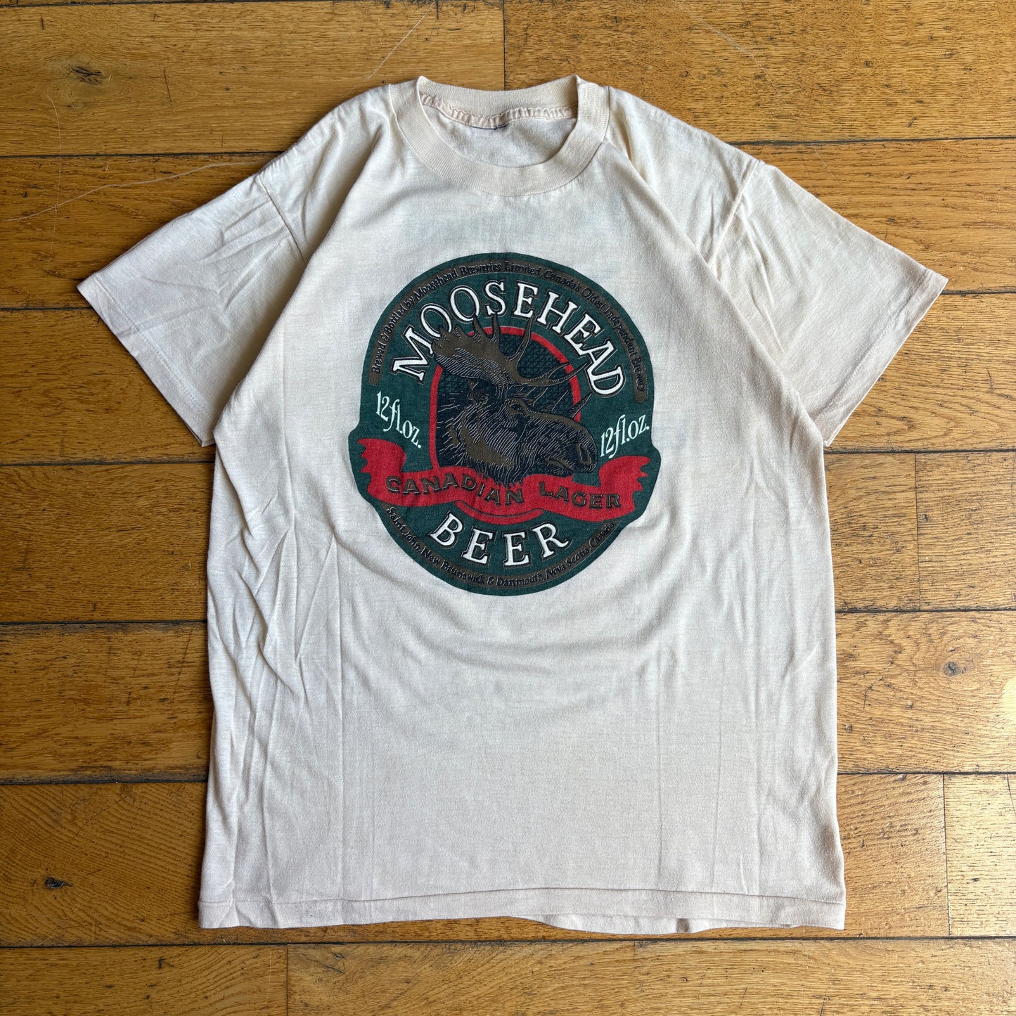 Vintage 90s Beer Single Stitch Cream White Graphic T-Shirt - XS