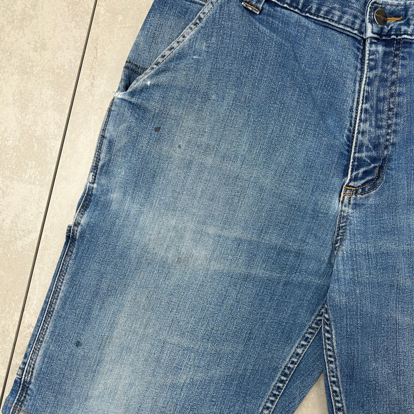 Vintage Carhartt Workwear Baggy Blue Carpenter Shorts - 36