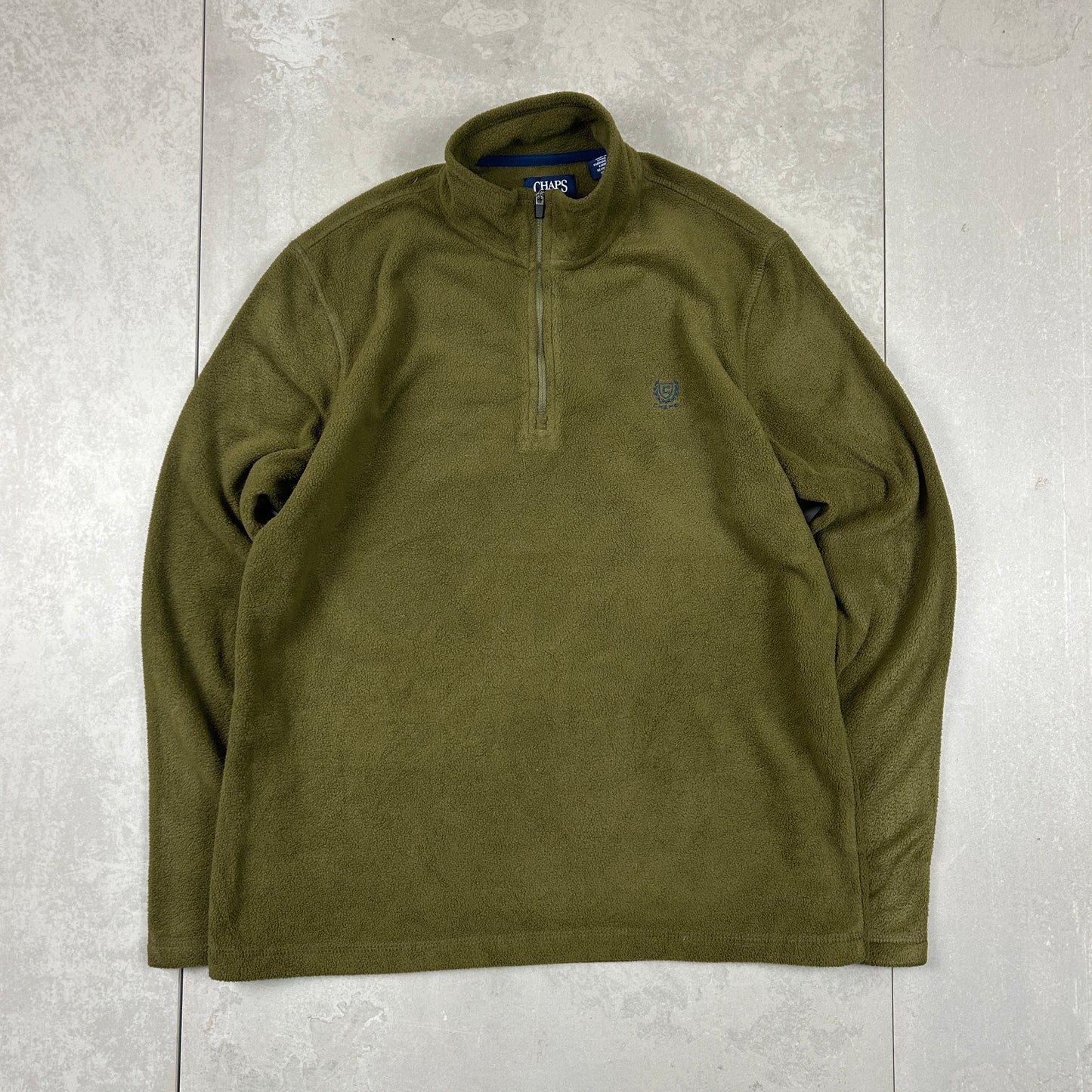 Vintage Chaps Ralph Lauren Fleece Khaki Quarter Zip Jumper - S