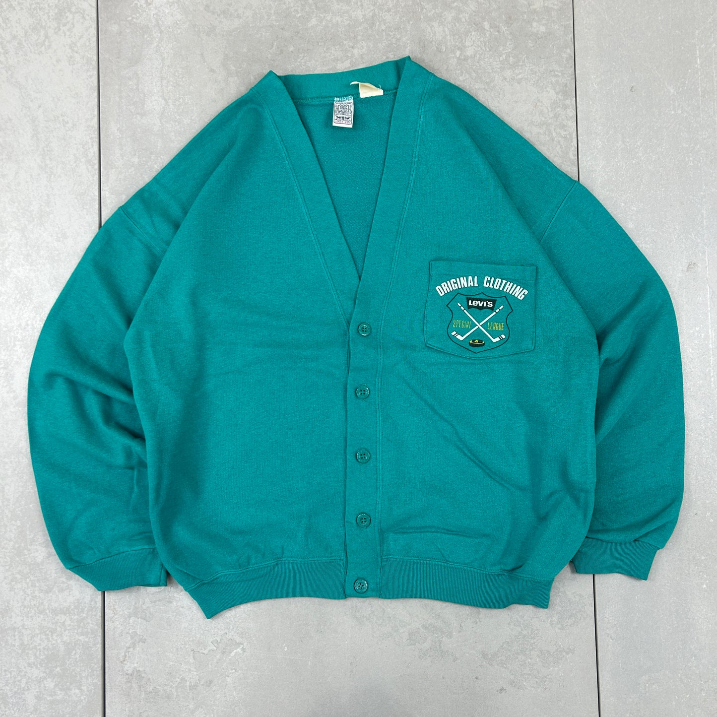 Vintage 90s Levis Knit Green Cardigan Jumper - M