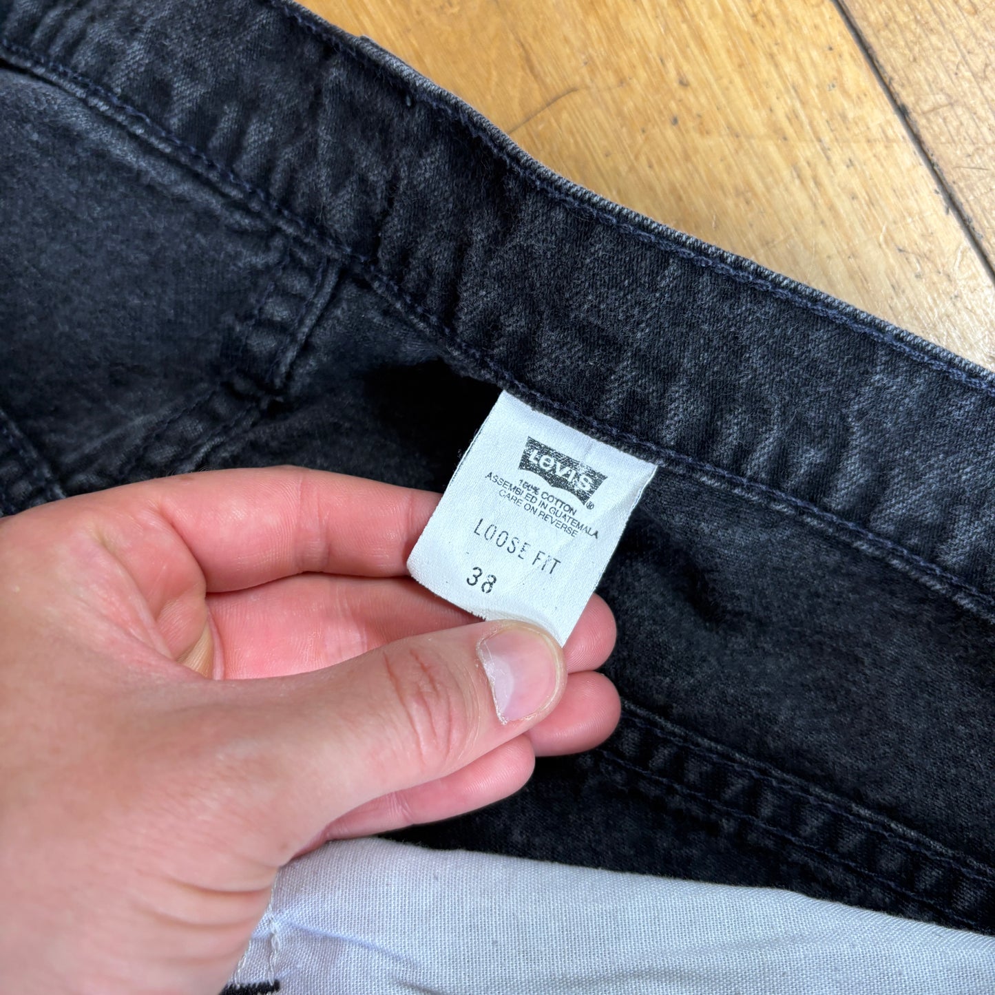 Vintage Levis L2 Rare Baggy Black Denim Shorts - 36