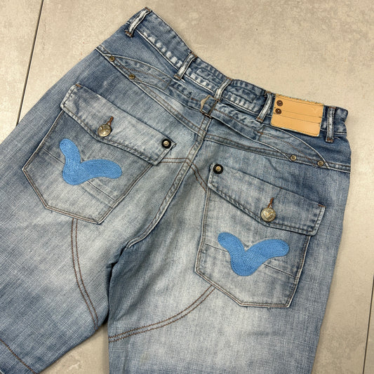 Vintage Voi jeans Embroidered Hip Hop Baggy Blue Shorts Jorts - 31