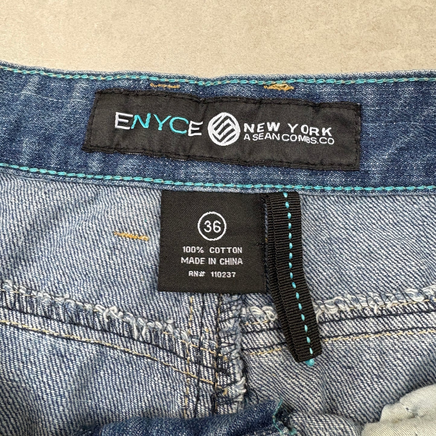 Vintage Enyce Embroidered Blue Hip Hop Baggy Shorts Jorts - 36
