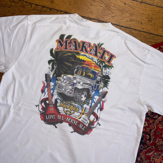 Vintage Hard Rock Cafe White Car y2K Graphic T-Shirt - L
