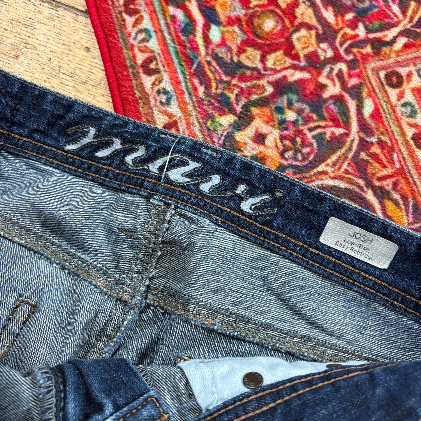 Vintage Mavi Blue Low Rise Embroidered Bootcut Y2K Baggy Jeans - 34