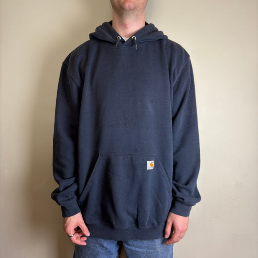 Vintage Carhartt Navy Hoodie Sweatshirt - 2XL