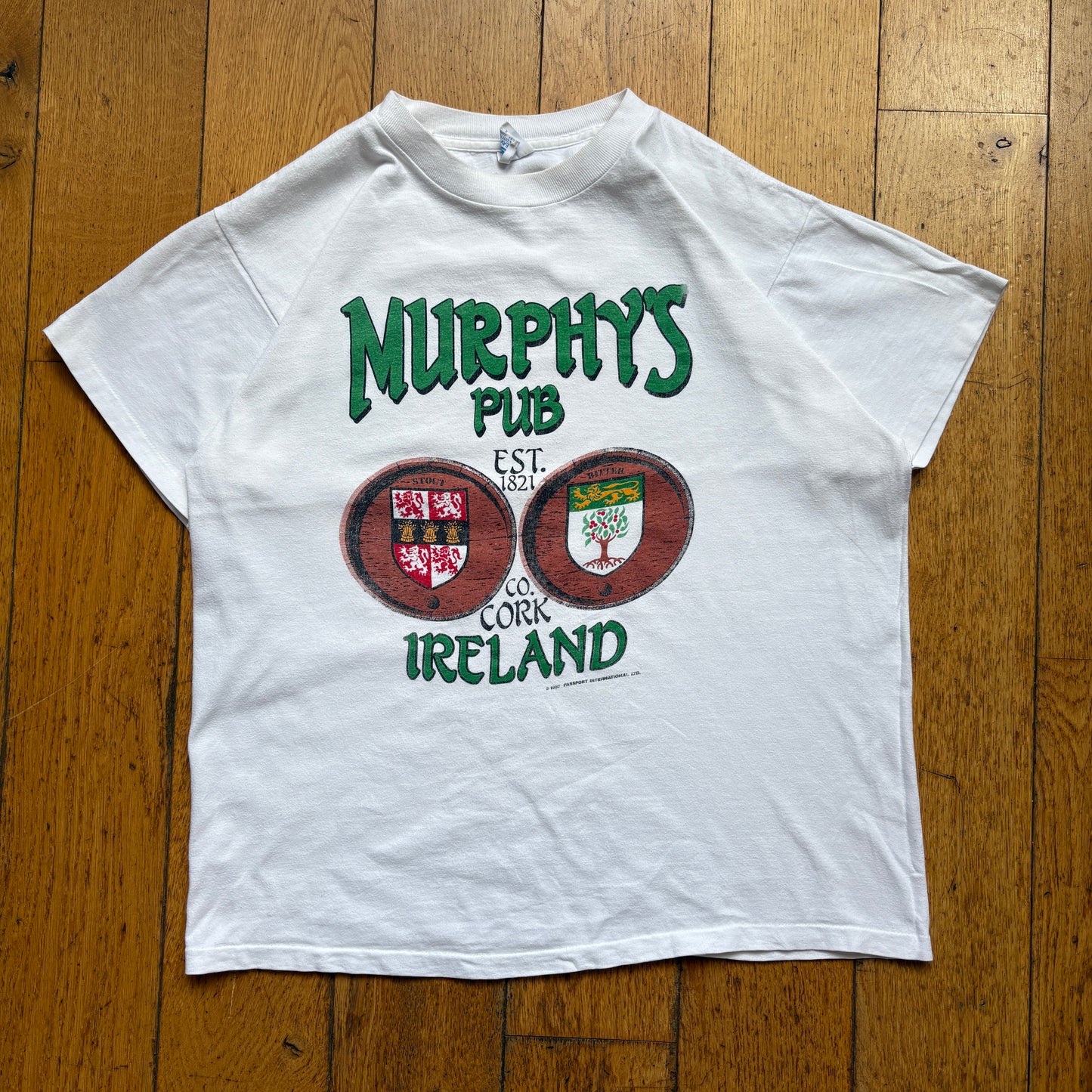 Vintage 1987 Murphys Irish Bar Single Stitch White Graphic T-Shirt - S