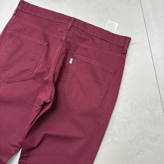 Vintage Levis Straight Burgundy Chino Denim Jeans - 34