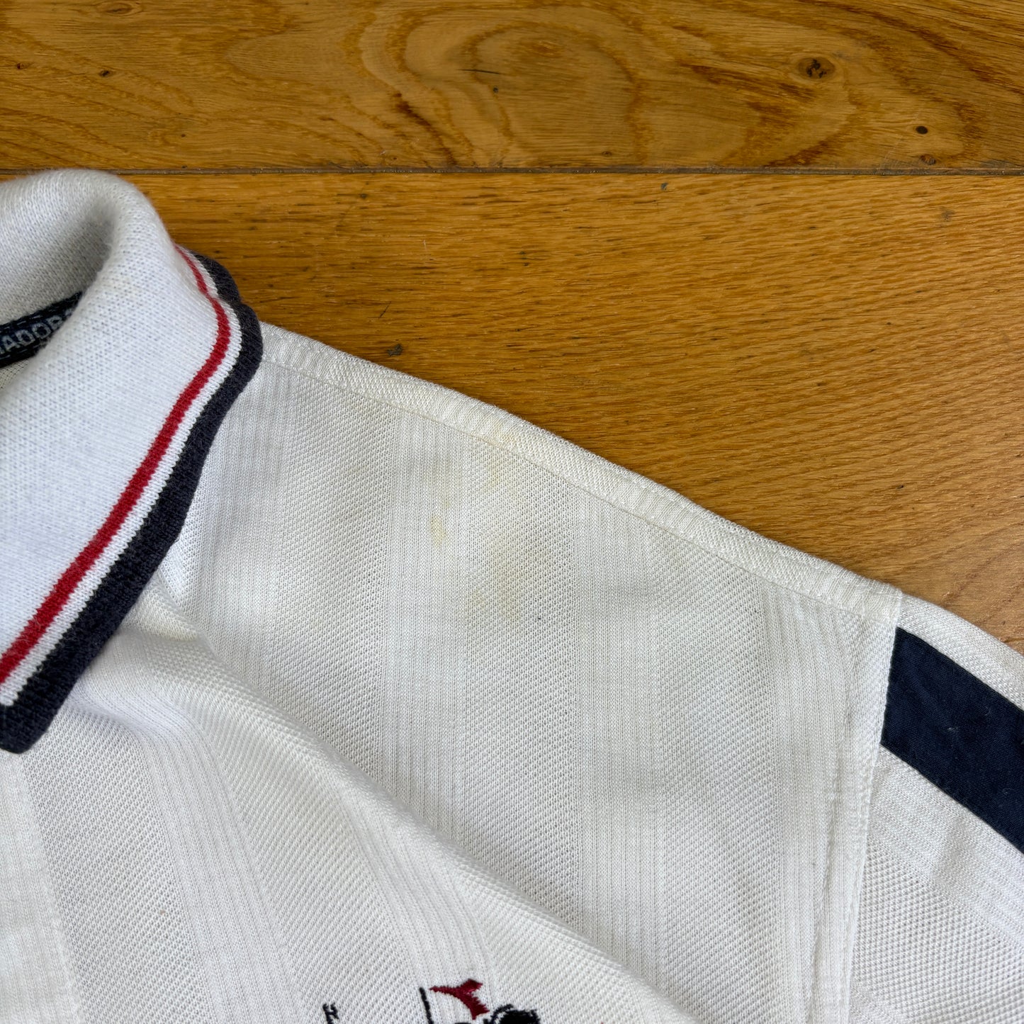 Vintage White Diadora Davis Cup Embroidered White Polo Shirt - L