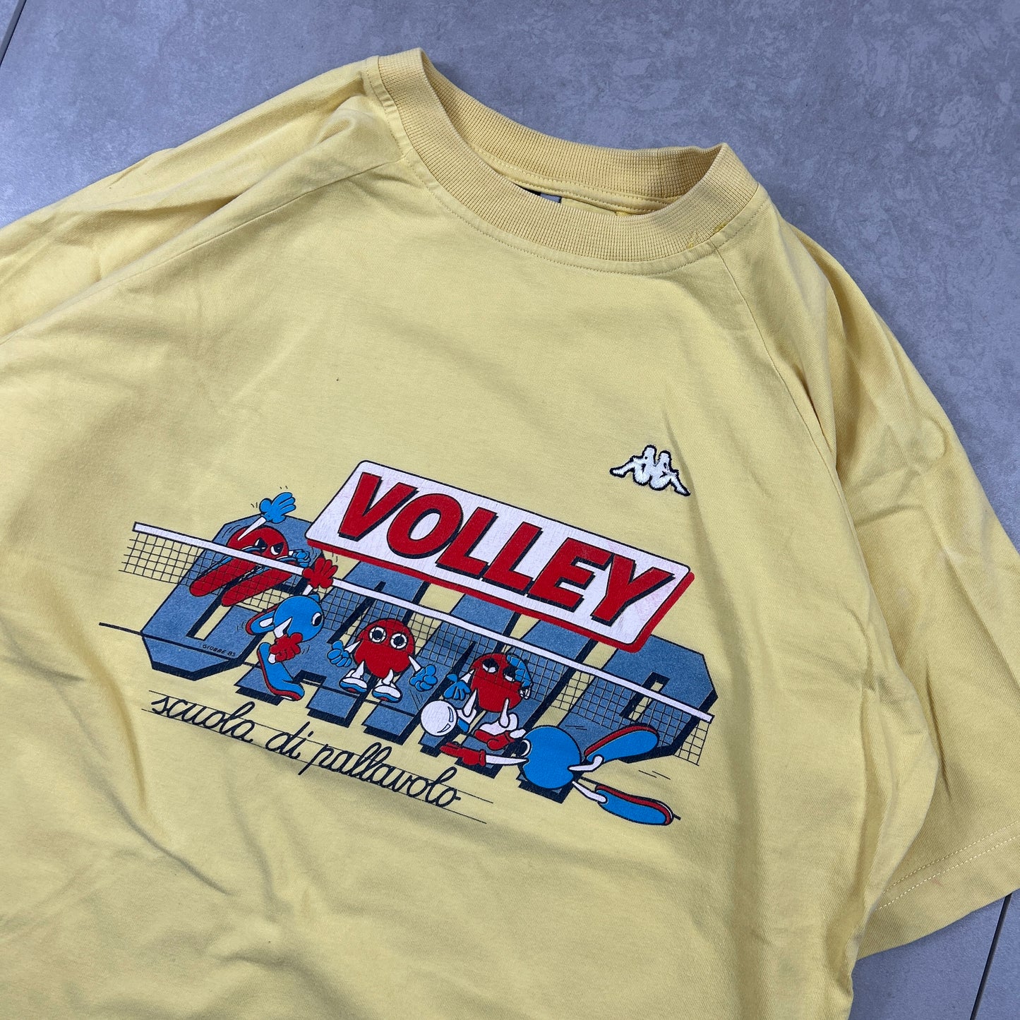 Vintage 1985 Kappa Yellow Graphic T-Shirt - S