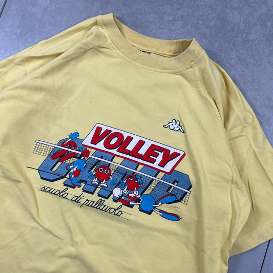 Vintage 1985 Kappa Yellow Graphic T-Shirt - S