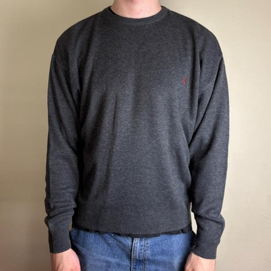 Vintage Ralph Lauren Grey Knit Jumper - L