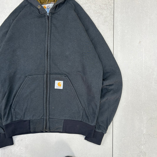 Vintage Carhartt Zip Black Pocket Logo Hoodie Sweatshirt - M
