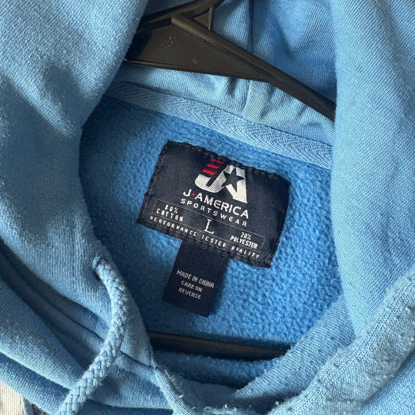 Vintage Carolina Tar Heels Blue Basketball Hoodie Embroidered Sweatshirt - L