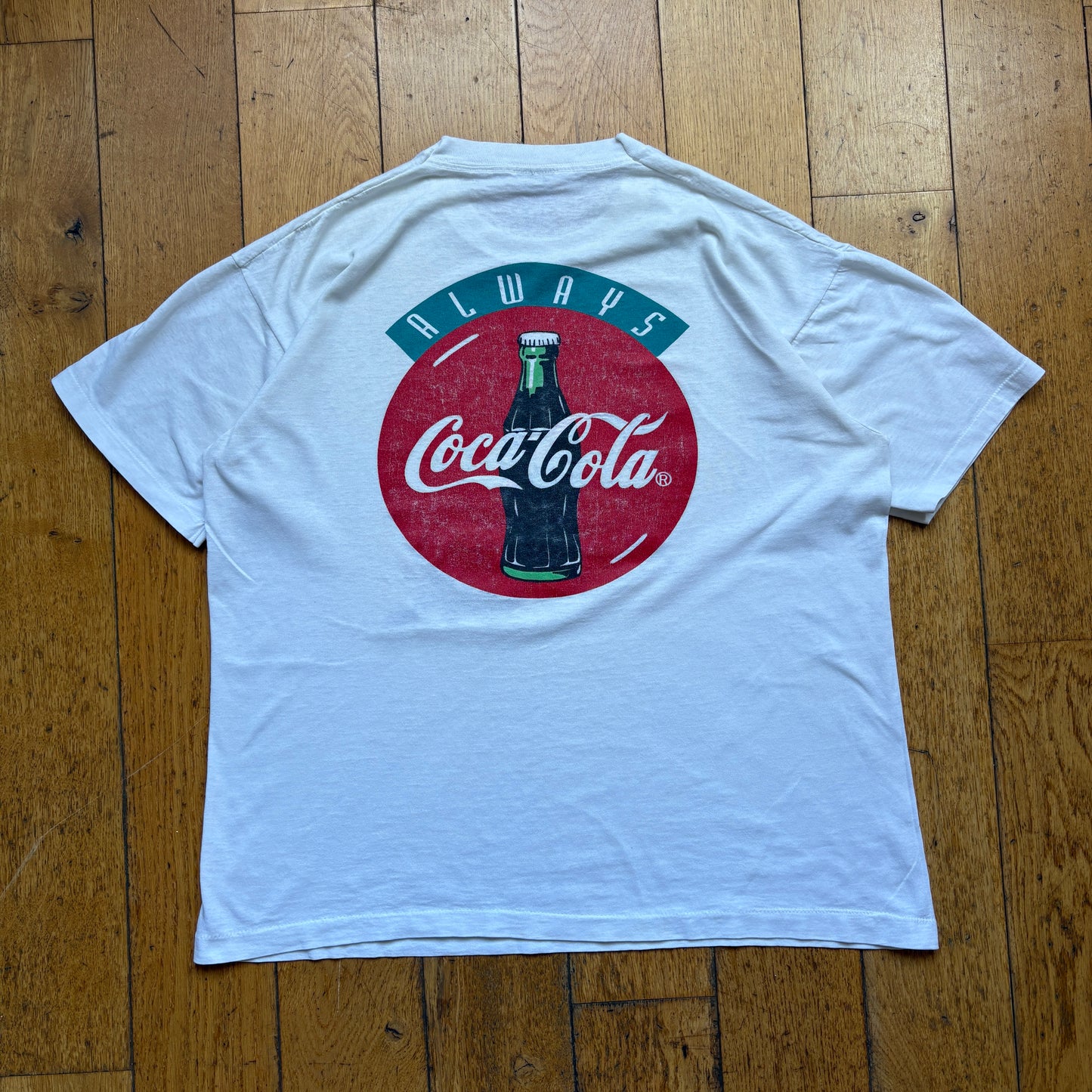 Vintage 1993 Dixie Youth Coca Cola Single Stitch White Graphic T-Shirt - L