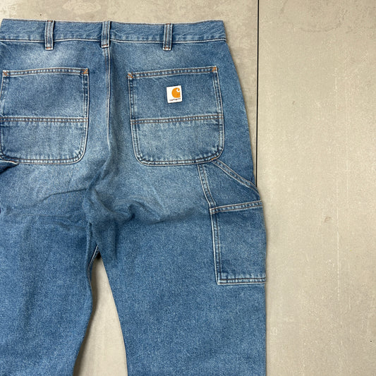New Carhartt Double Knee Carpenter Baggy Blue Jeans - 34