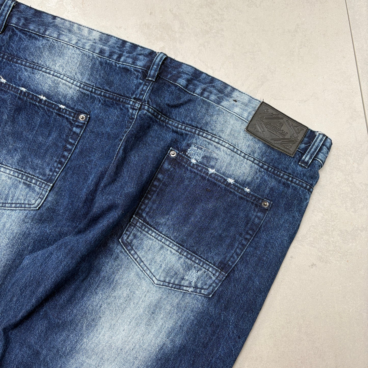 Vintage Embroidered Hip Hop Baggy Blue Jeans - 42