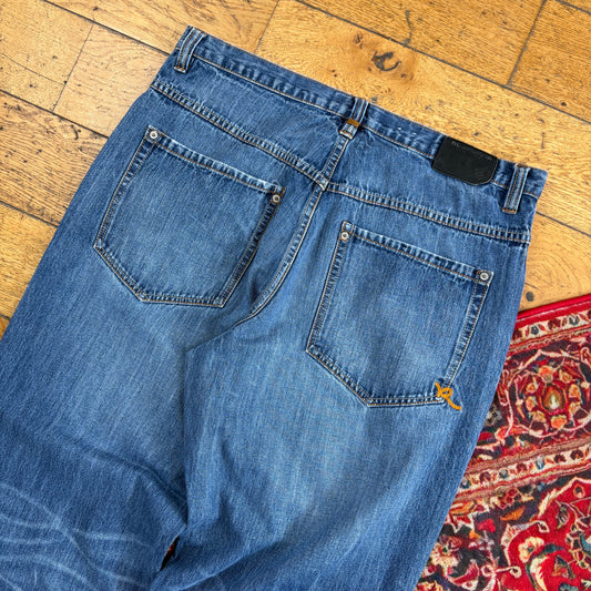 Vintage Rocawear Blue Embroidered Y2K Hip Hop Baggy Jeans - 36