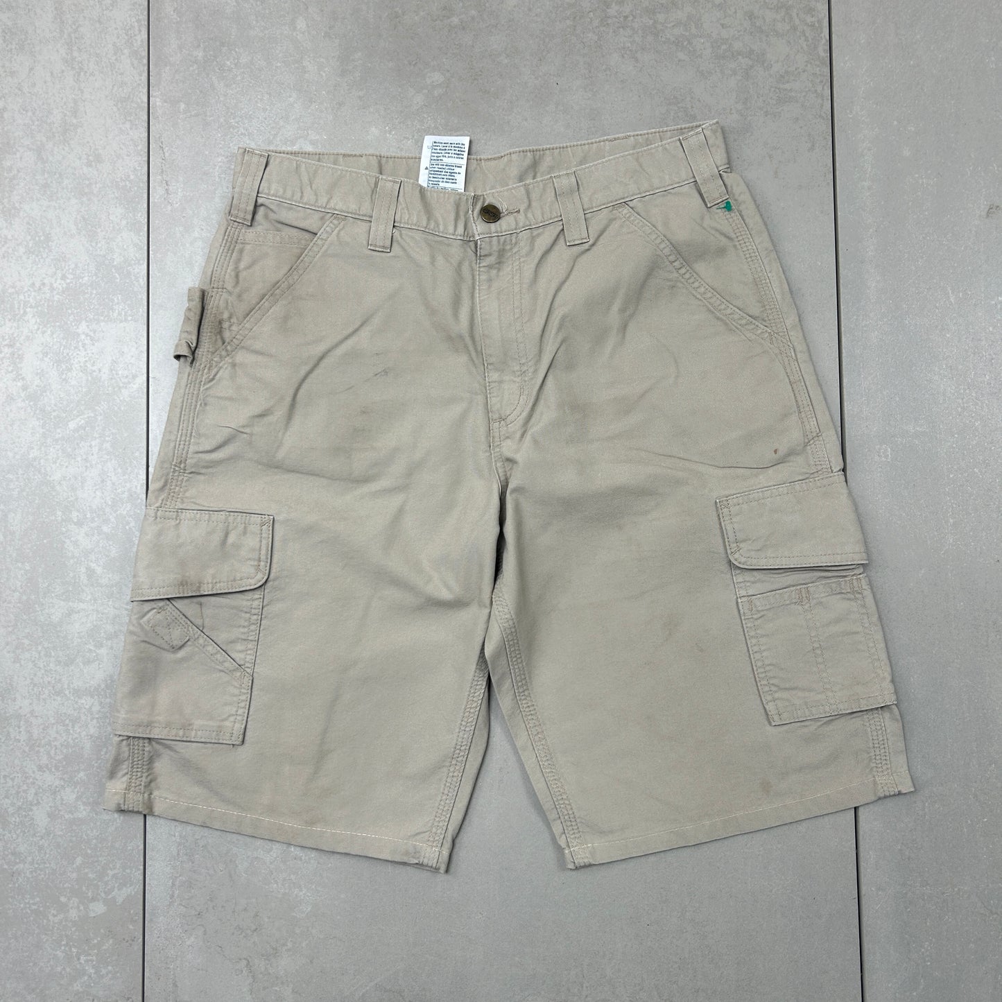 Vintage Carhartt Workwear Baggy Cream Carpenter Shorts - 33