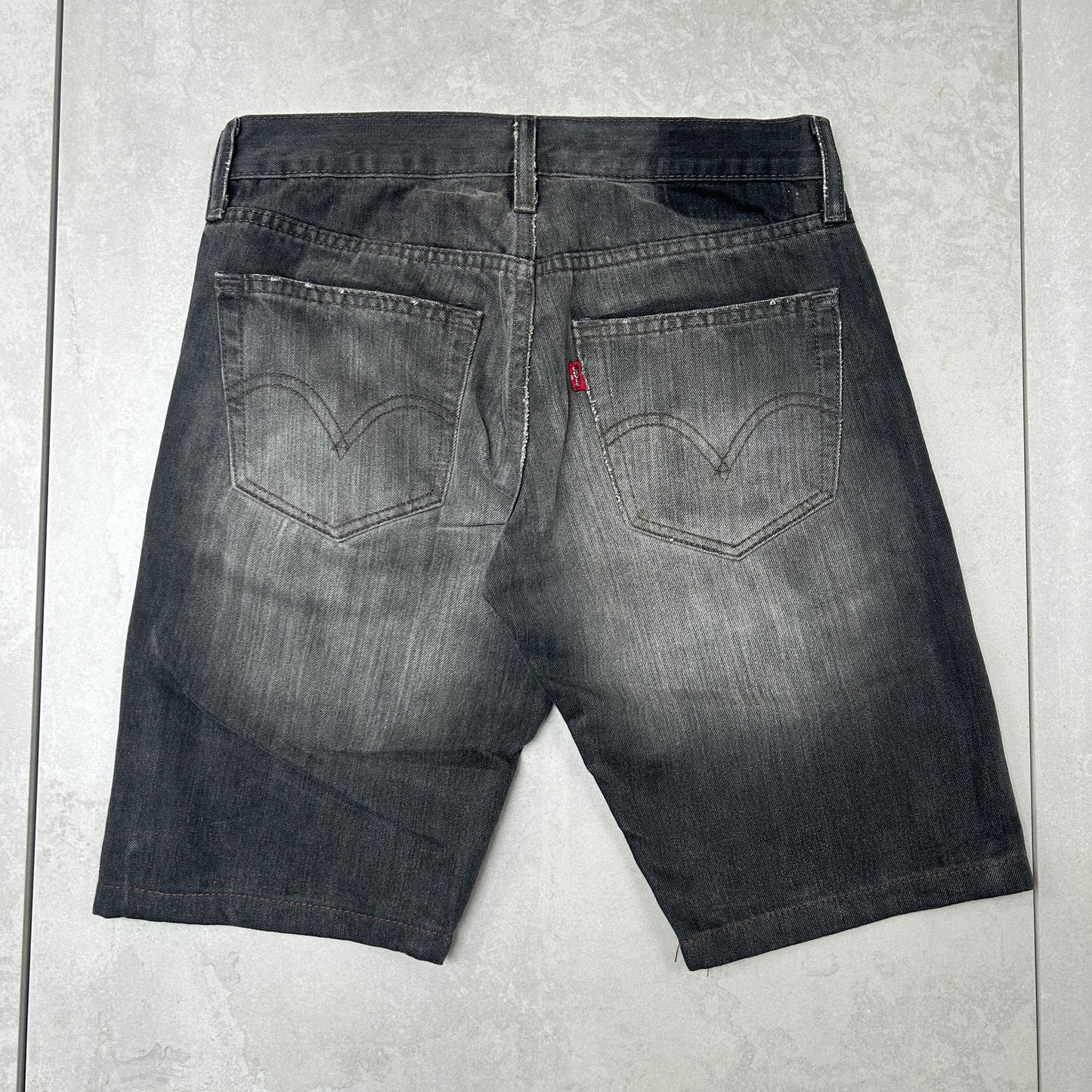 Vintage Levis Slim Black Denim Shorts - 30