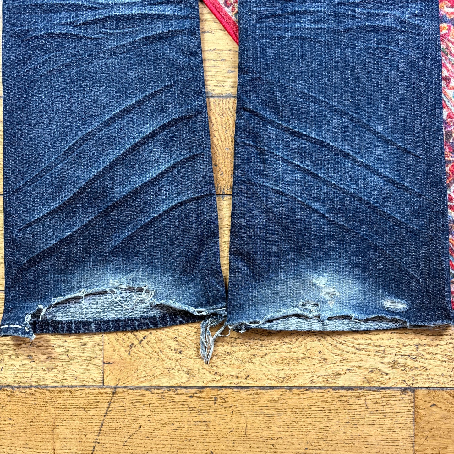 Vintage Blue Bootcut Embroidered Y2K Hip Hop Baggy Jeans - 36
