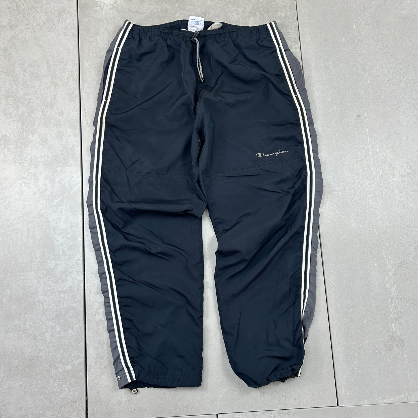 Vintage Champion Black Baggy Tracksuit Sweatpants Track Pants Bottoms - L